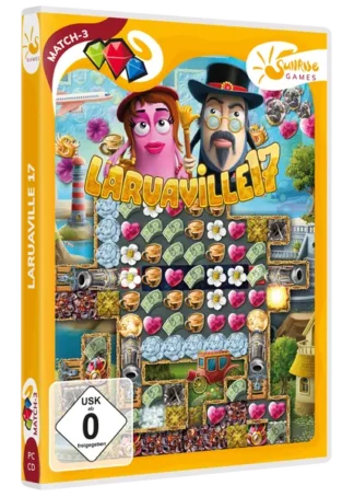 Laruaville 17 &ndash; Packshot DVD-H&uuml;lle mit Geist-Aristokrat und bunter Match-3-Spielszene